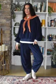 Terry B Lantern Sleeve Sweatshirt Navy
